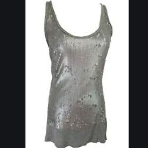 AllSaints Trinity Vest Grey Marl Sequin Tank Top U
